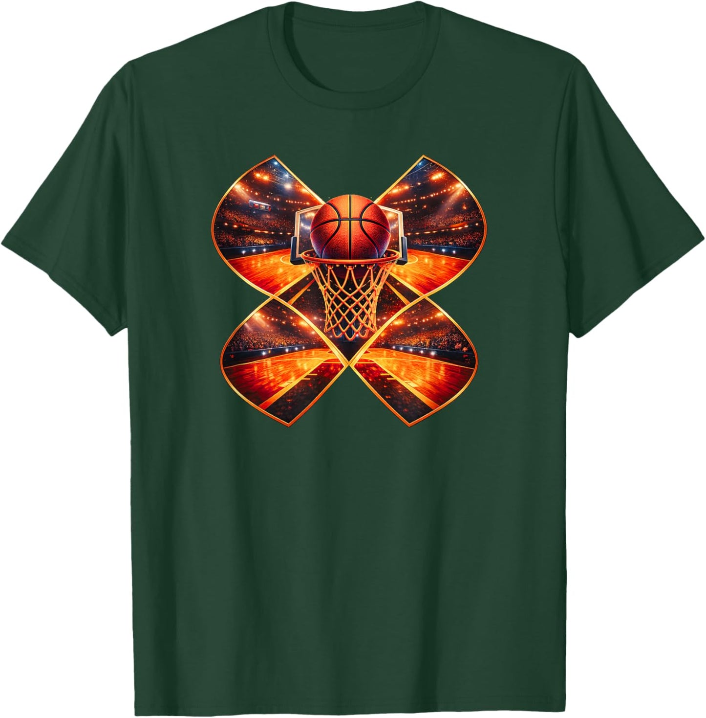 Geometric Basketball Hoop Net Slam Dunk Bball Urban Design T-Shirt - T-Shirt | Forest