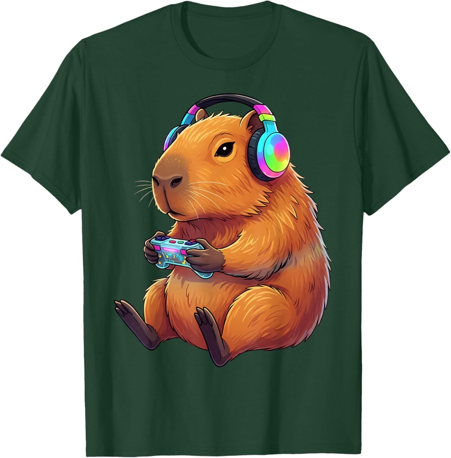 Gamer Capybara Video Games Boys Girls Teen Funny Gift Gaming T-Shirt - T-Shirt | Forest