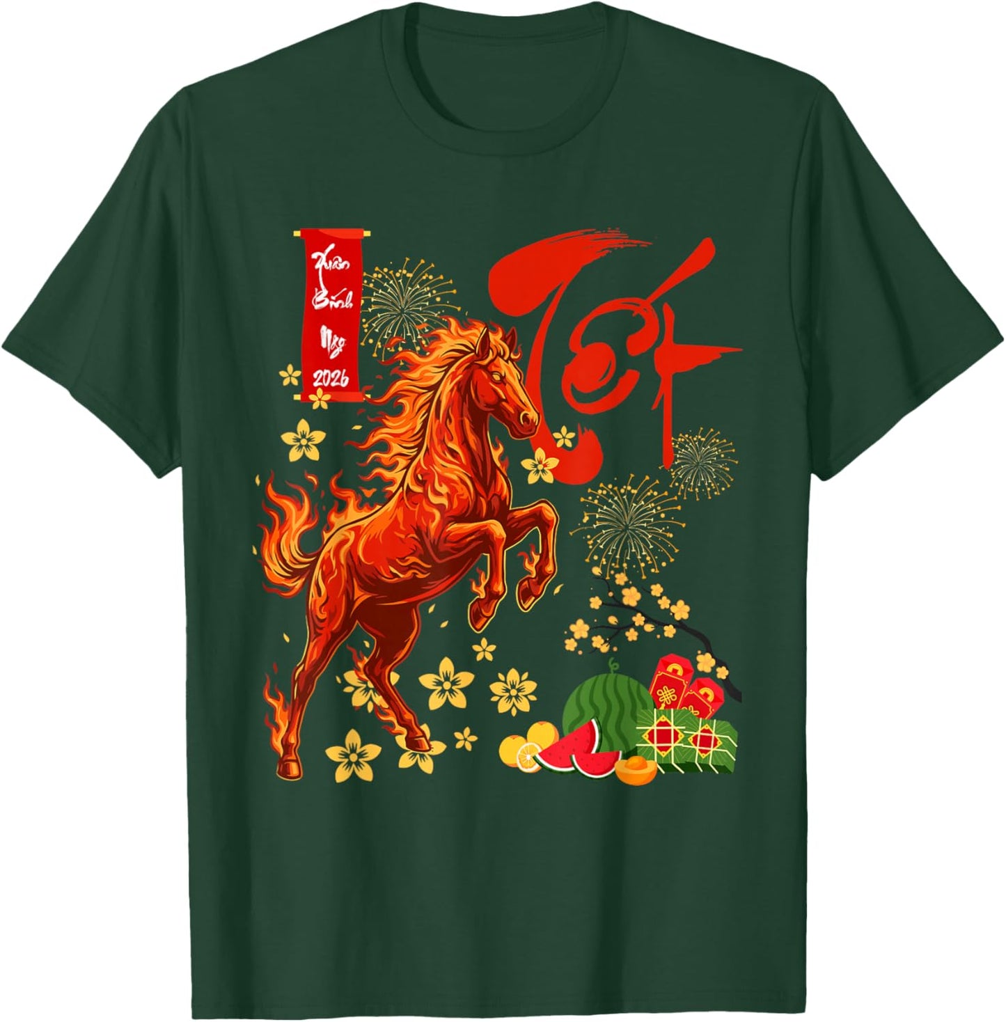 Year of The Horse Lunar Vietnamese New Year Fire Horse T-Shirt - T-Shirt | Forest