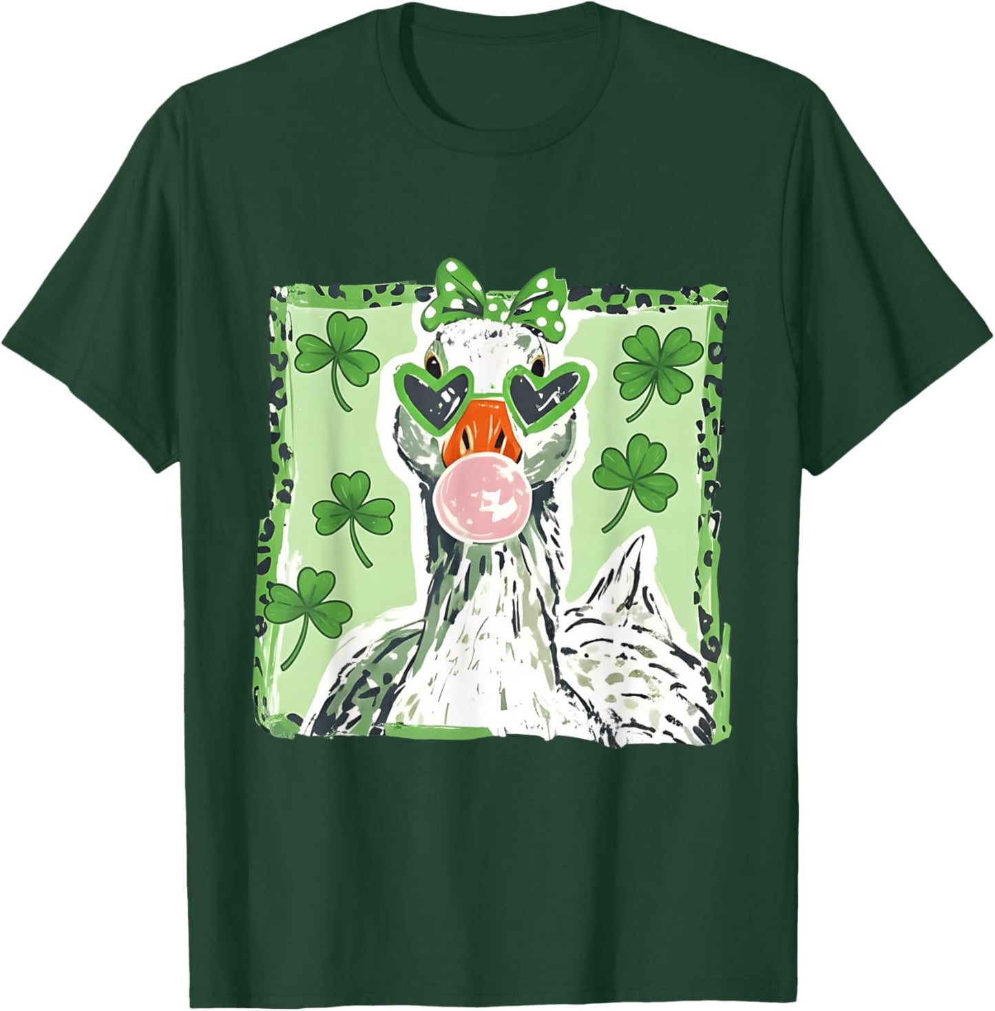 Leopard St Patrick's Day Goose Cute Goose Lover Cute Animal T-Shirt - T-Shirt | Forest