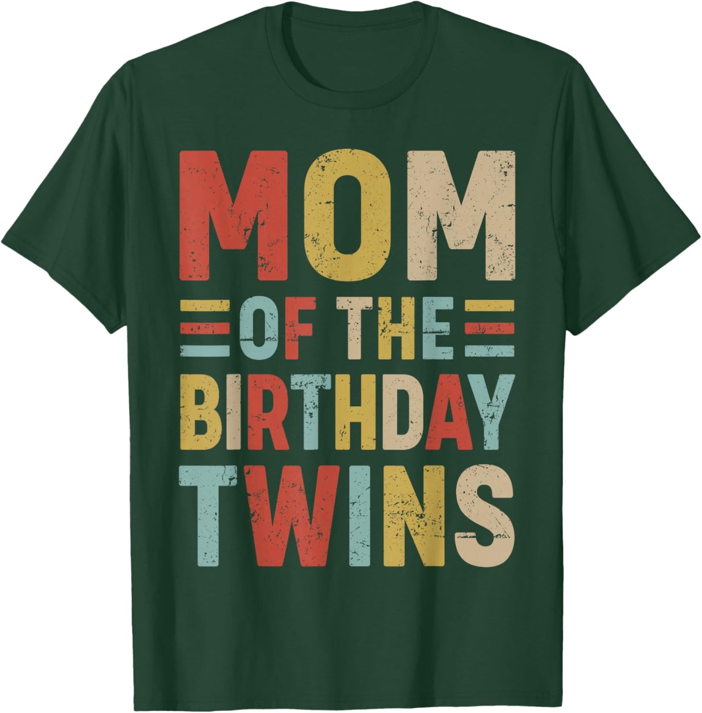 Mom of The Birthday Twins Family Matching Bday Party T-Shirt - T-Shirt | Forest