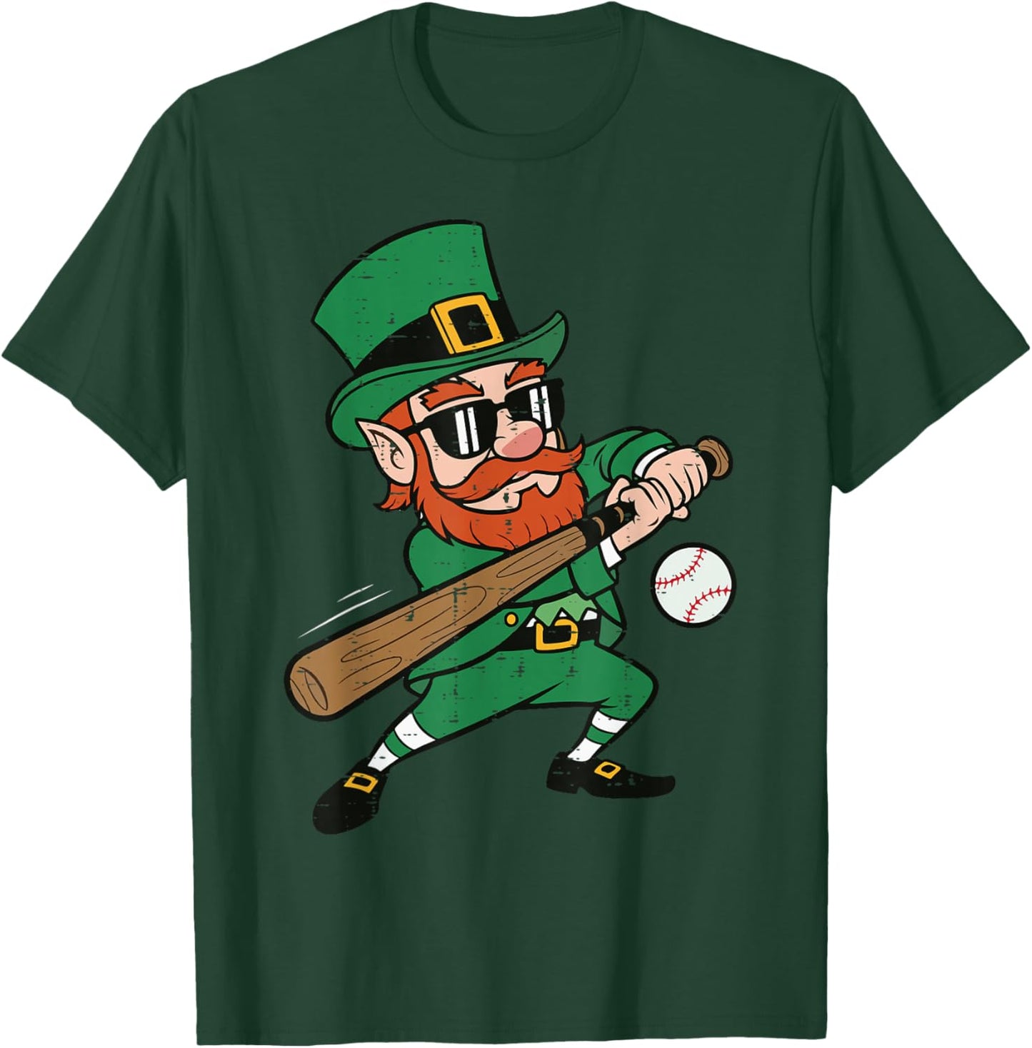 Leprechaun Baseball St Patricks Day Saint Pattys Men Boys T-Shirt - T-Shirt | Forest