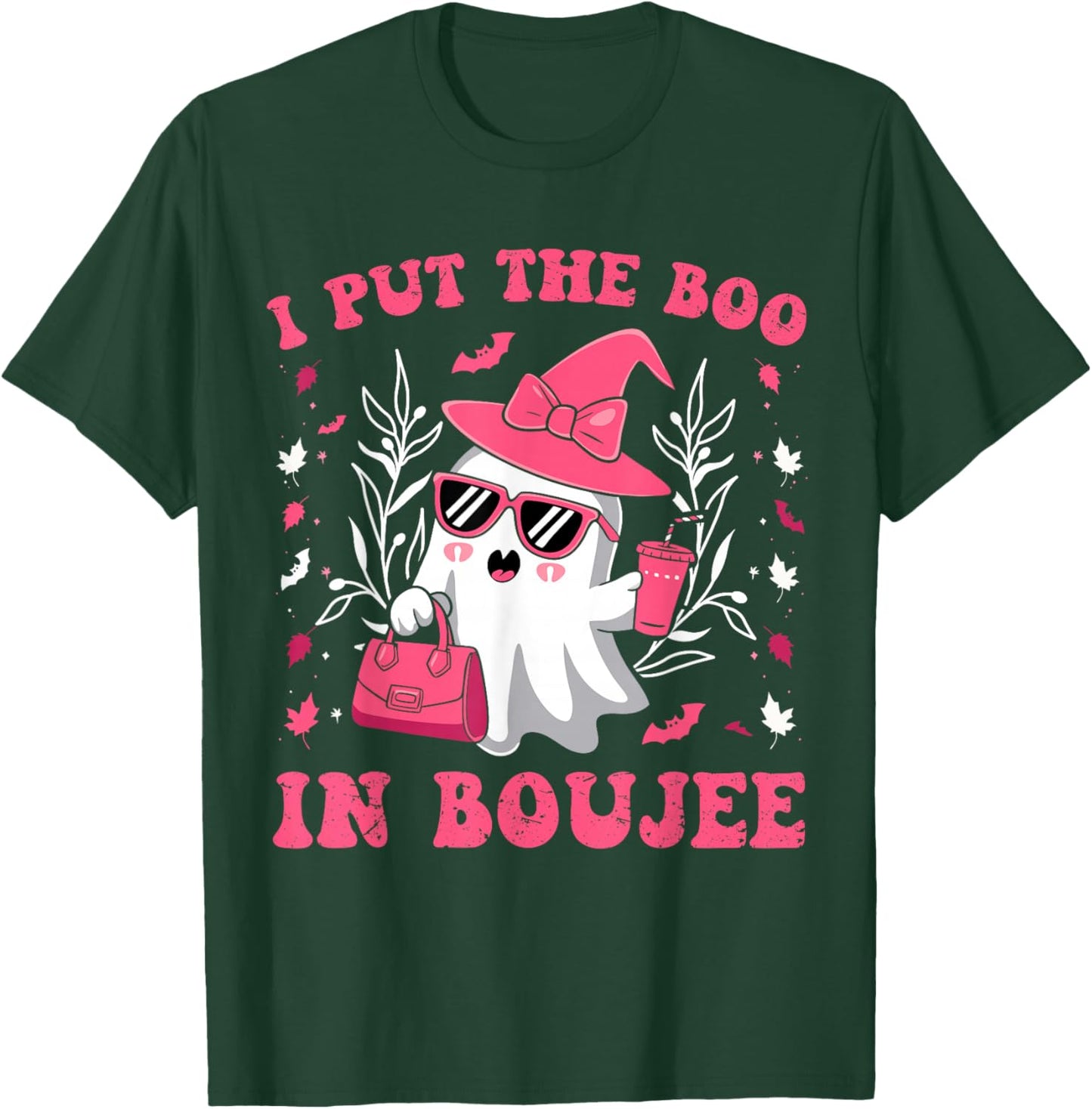 Boujee Boo JEE Spooky Ghost Pink Halloween Pumpkin T-Shirt - T-Shirt | Forest