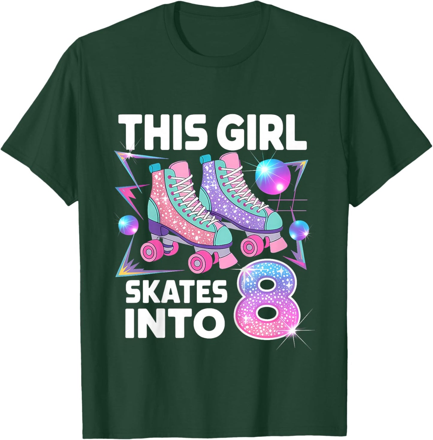 This Girl Skates Into 8 Roller Skating 8th Birthday T-Shirt - T-Shirt | Forest