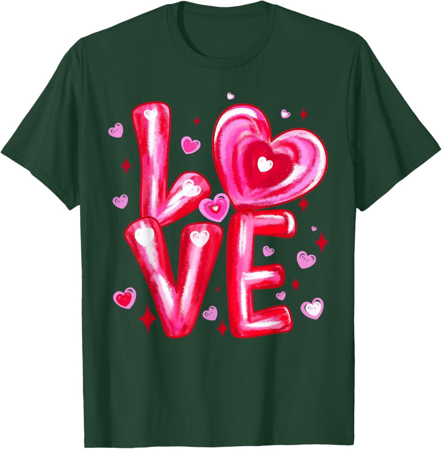 Happy Valentine Love Pink Heart Girl Women Kid T-Shirt - T-Shirt | Forest