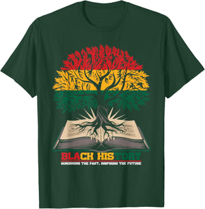 Retro Book and Tree Black History Month HBCU Educated T-Shirt - T-Shirt | Forest