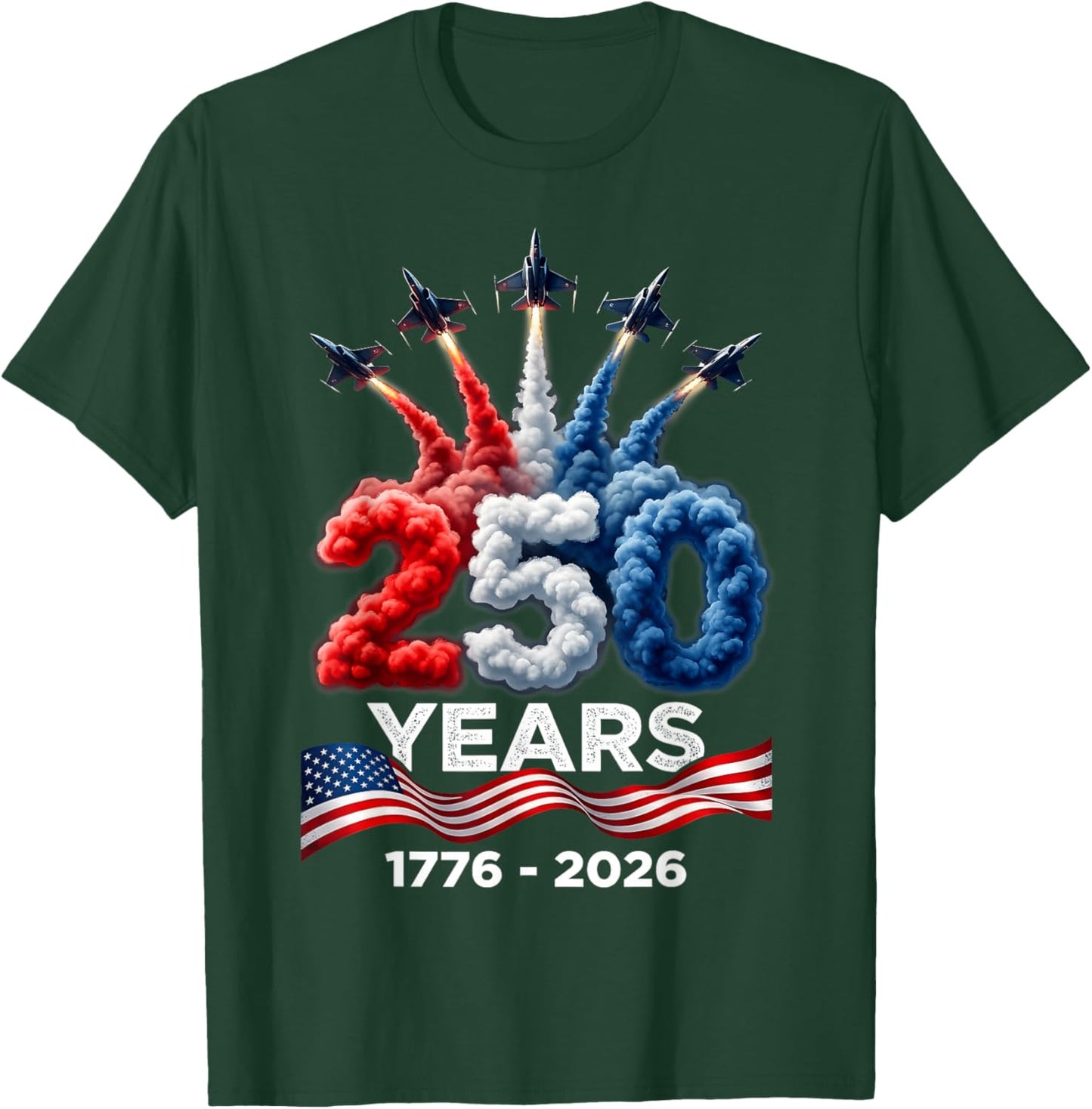 Patriotic American 1776 2026 250th USA 4th of July T-Shirt - T-Shirt | Forest