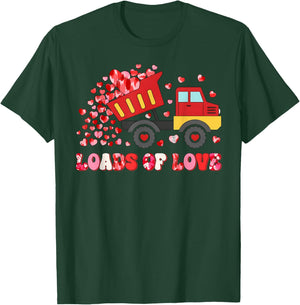 Valentine Loads of Love Truck Lover Hearts Boys Kids T-Shirt - T-Shirt | Forest