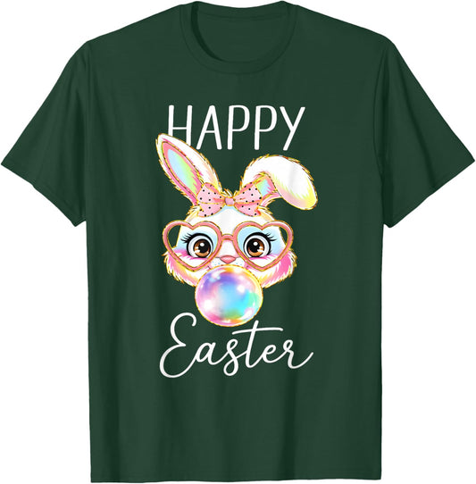 Happy Easter Bunny Rabbit Face Funny Easter Day Women Girls T-Shirt - T-Shirt | Forest