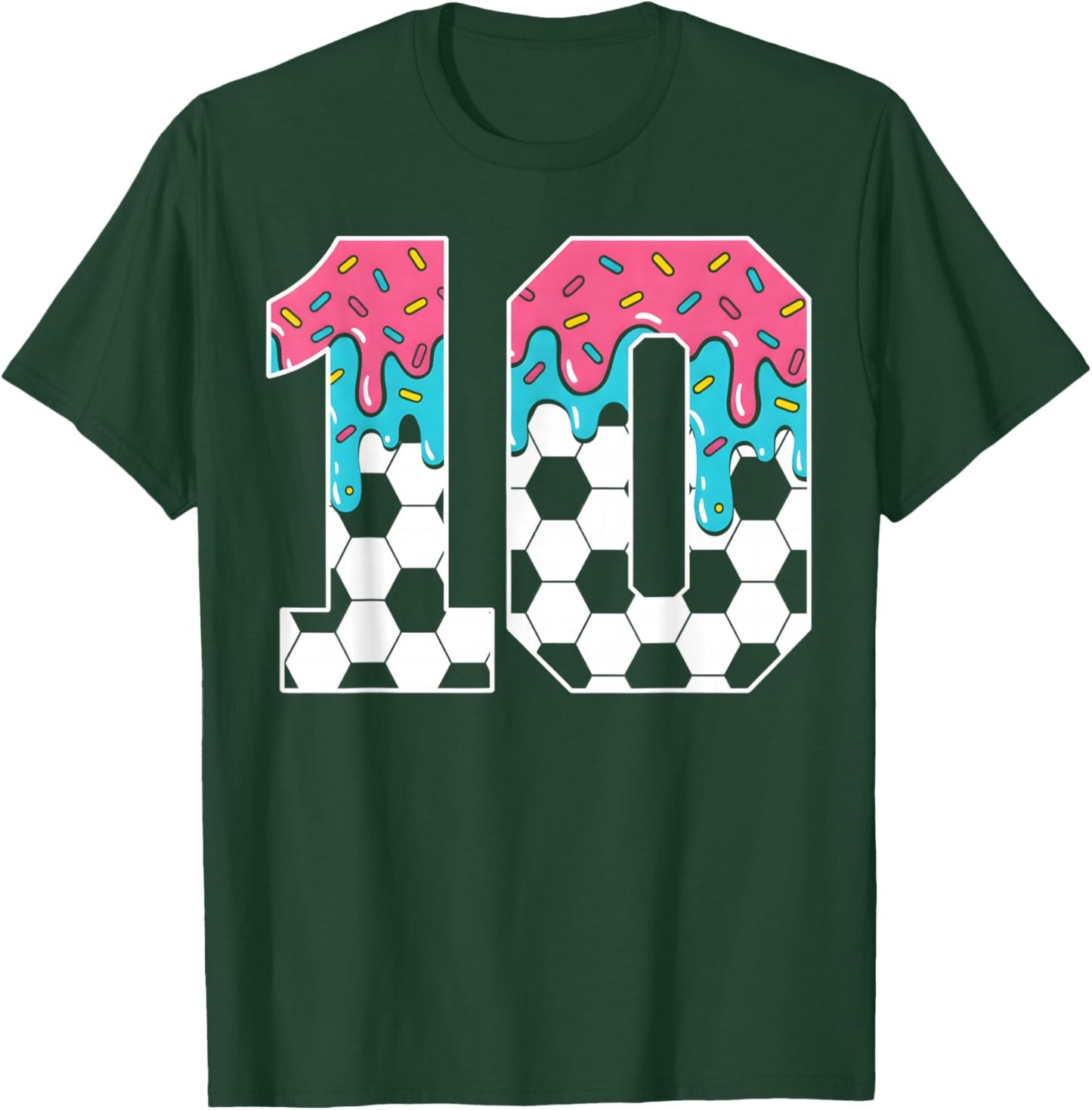Soccer 10 Year Old Ice Cream Drip Youth 10th Birthday Boy 10 T-Shirt - T-Shirt | Forest