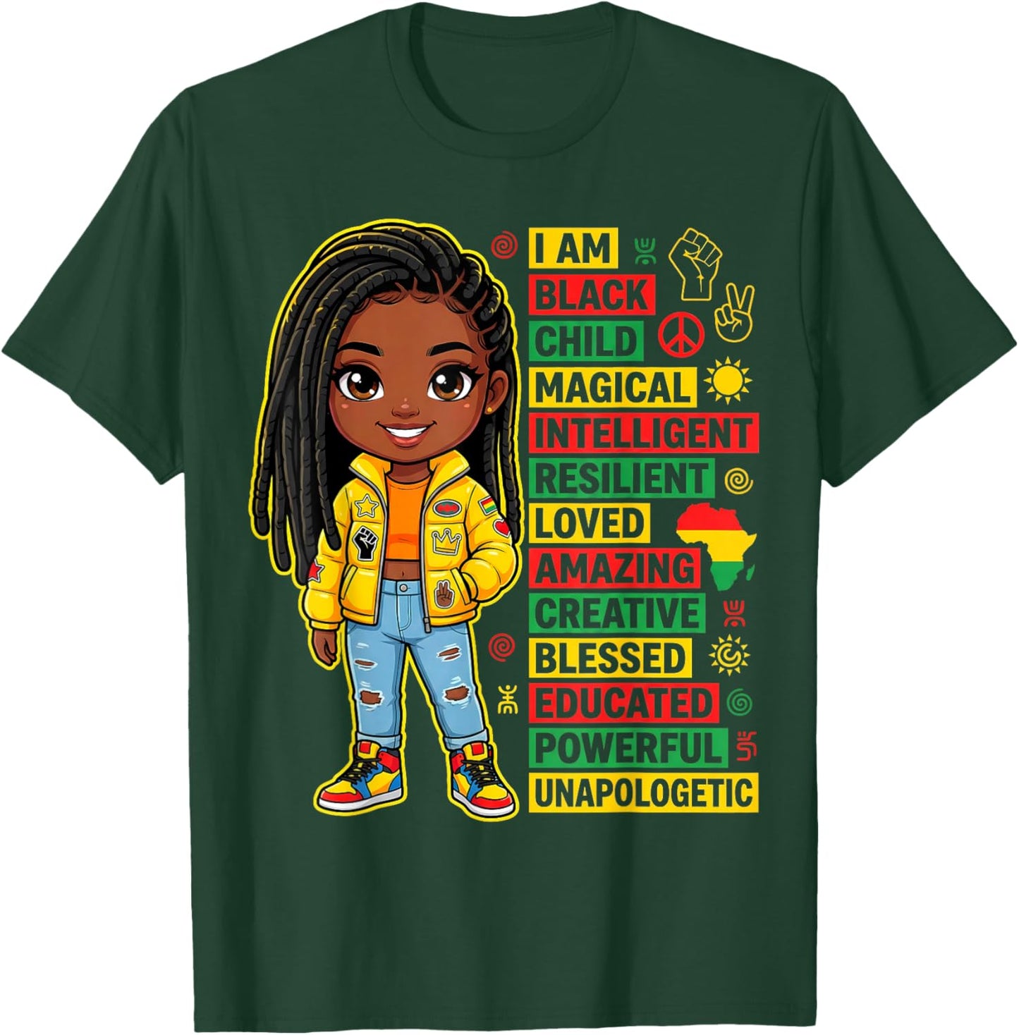 I Am Black Child Magical Black History Month African Girls T-Shirt - T-Shirt | Forest