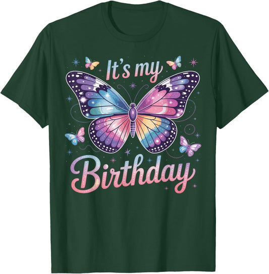 It's My Birthday Cute Butterfly Animated Look T-Shirt - T-Shirt | Forest