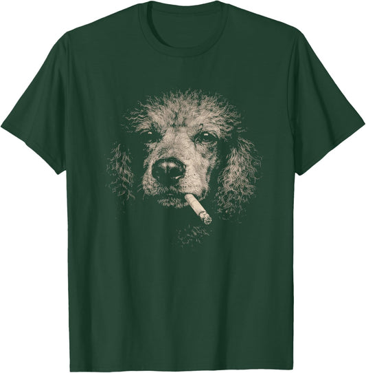 Dog Smoking Cigarette Funny Poodle Meme T-Shirt - T-Shirt | Forest