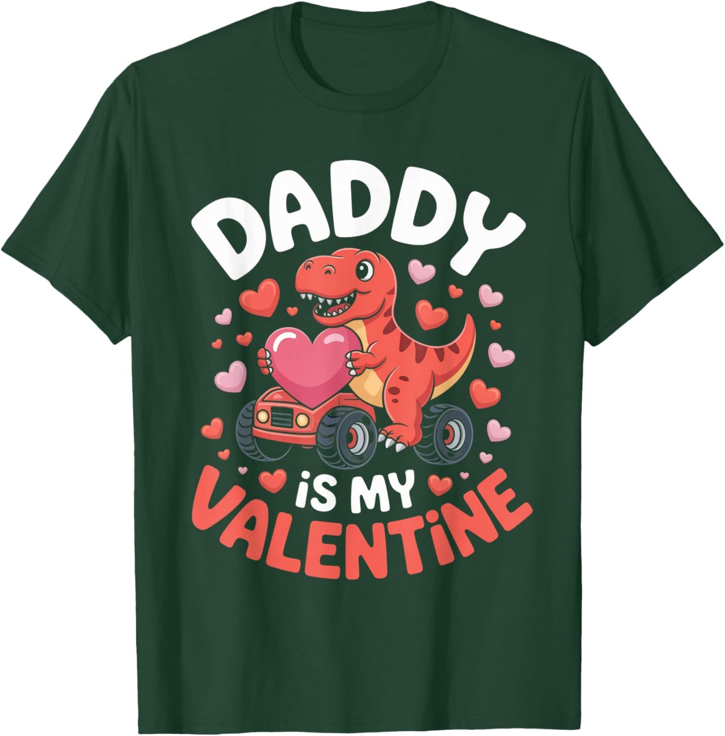 Daddy is My Valentine Cute Dinosaur Heart Outfit Kids Boys T-Shirt - T-Shirt | Forest