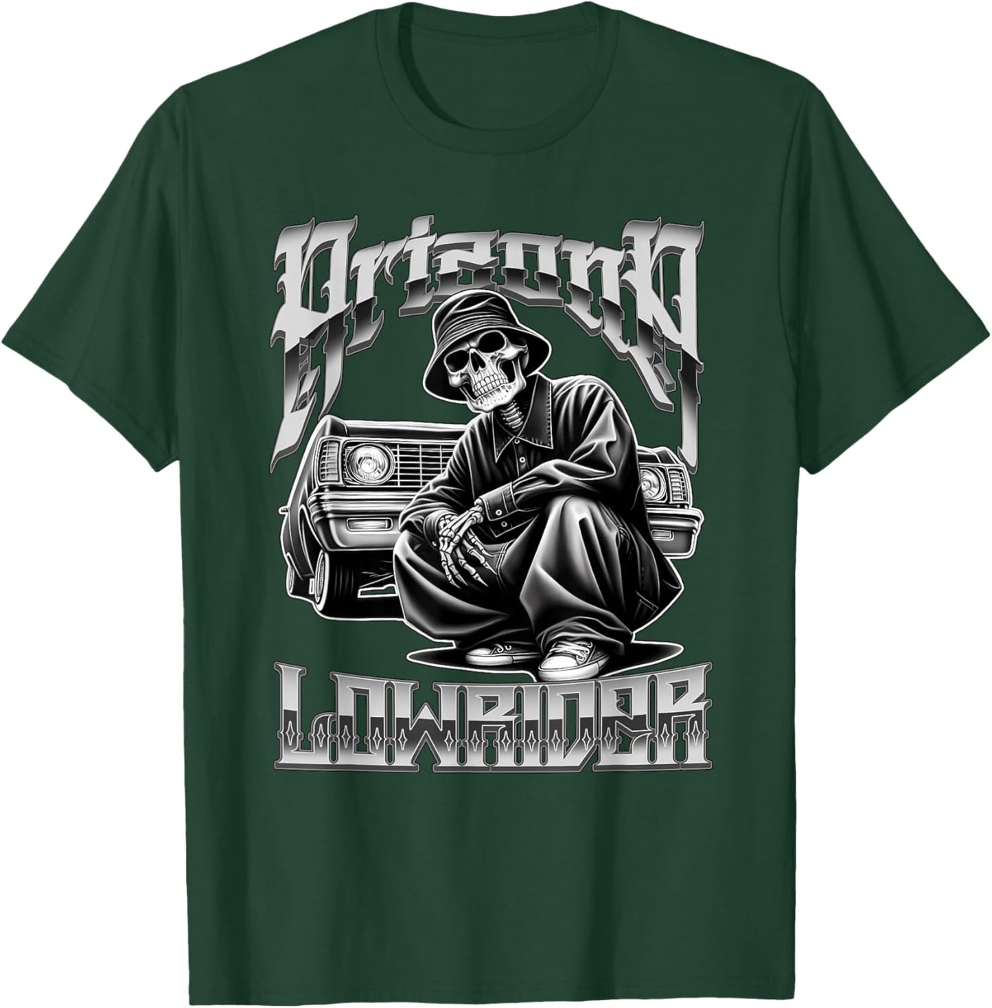 Arizona Low-Rider Chicano Tattoo Art Cholo Skeleton T-Shirt - T-Shirt | Forest