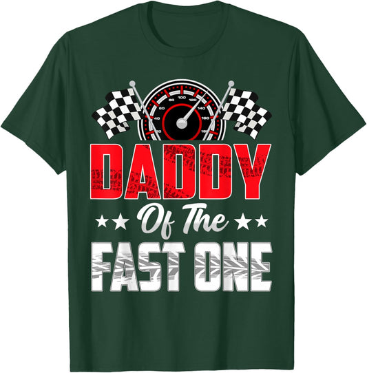 Daddy of The Fast One Birthday 1st Race Car Family T-Shirt - T-Shirt | Forest