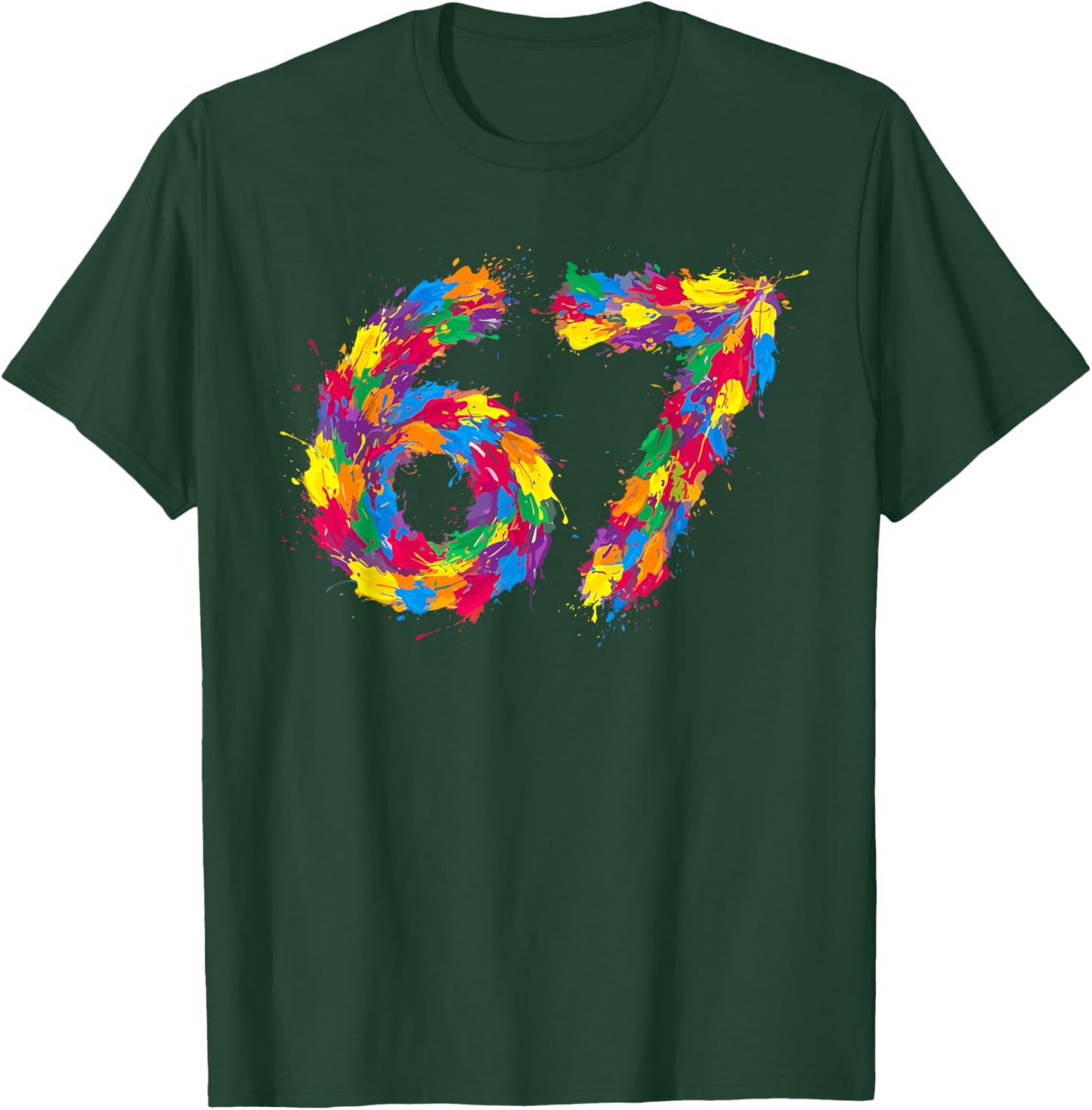Six Seven 6 7 Meme Colorful Paint Funny Gen Alpha Slang 67 T-Shirt - T-Shirt | Forest