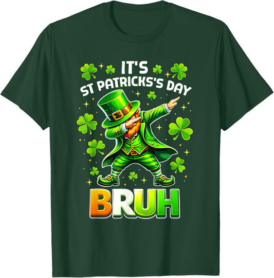 Bruh St Patricks Day Boys Teen Kid Saint Patricks Leprechaun T-Shirt - T-Shirt | Forest