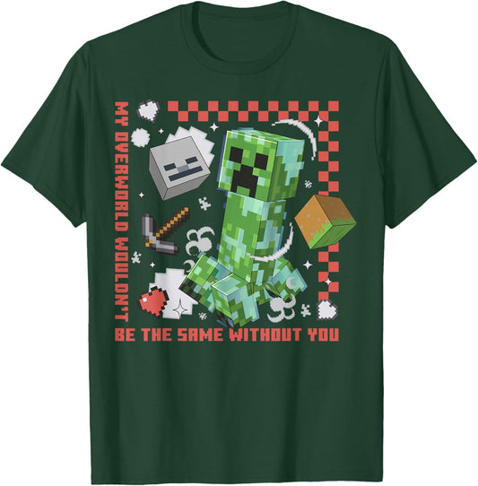Minecraft Creeper Overworld Heart T-Shirt - T-Shirt | Forest