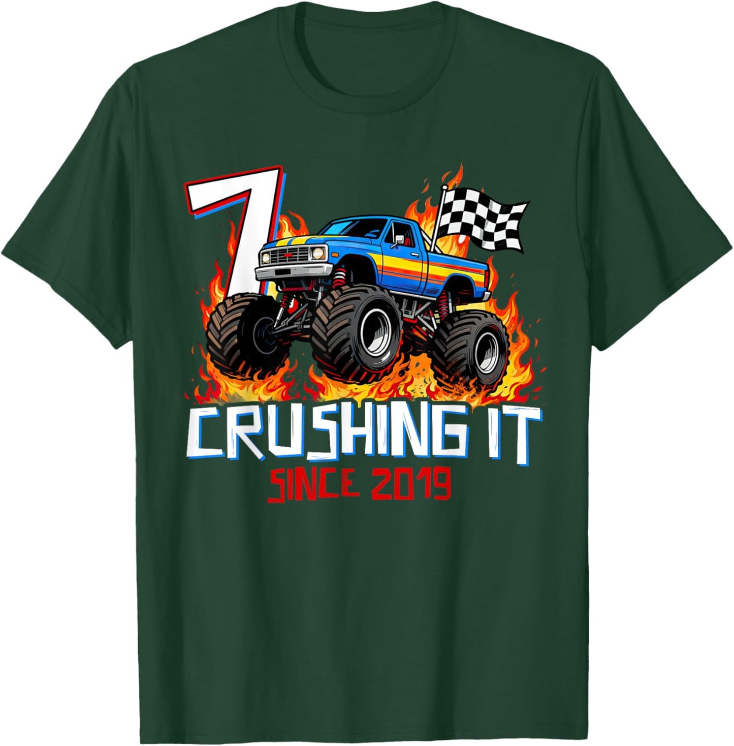 Crushing It Since 2019 Seven 7th Birthday Boys 7 Years Old T-Shirt - T-Shirt | Forest