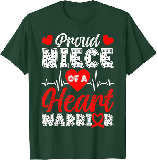Proud Niece of Heart Warrior Heart Disease Awareness T-Shirt - T-Shirt | Forest