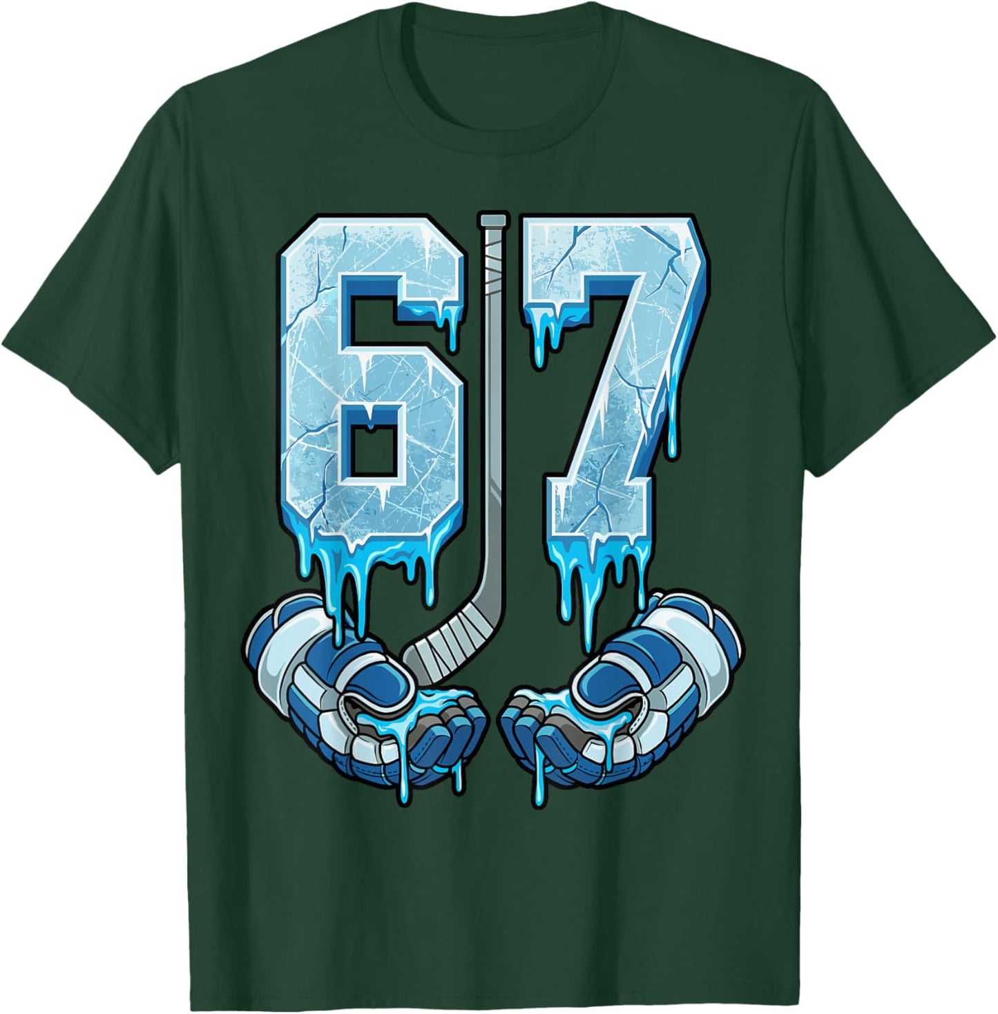 Ice Hockey 67 Drip Meme Six Seven T-Shirt - T-Shirt | Forest