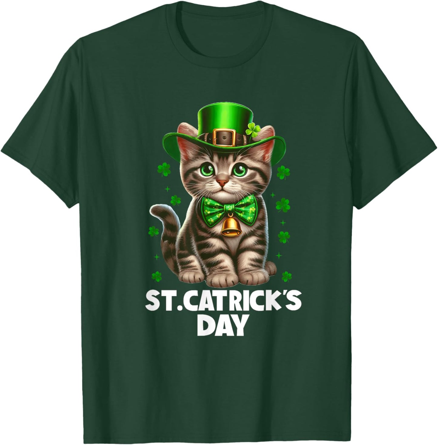 St Patricks Catricks Day Cats Saint Pattys Women Girls Kids T-Shirt - T-Shirt | Forest