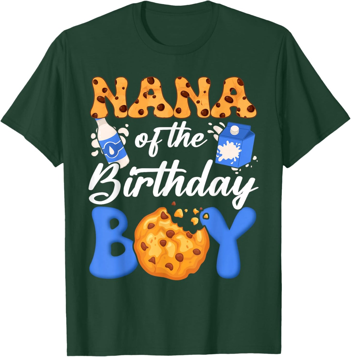 Nana of The Birthday Boy Milk and Cookies 1St Birthday T-Shirt - T-Shirt | Forest