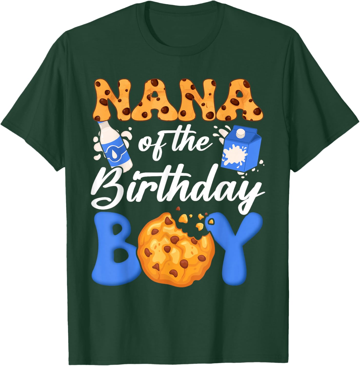 Nana of The Birthday Boy Milk and Cookies 1St Birthday T-Shirt - T-Shirt | Forest