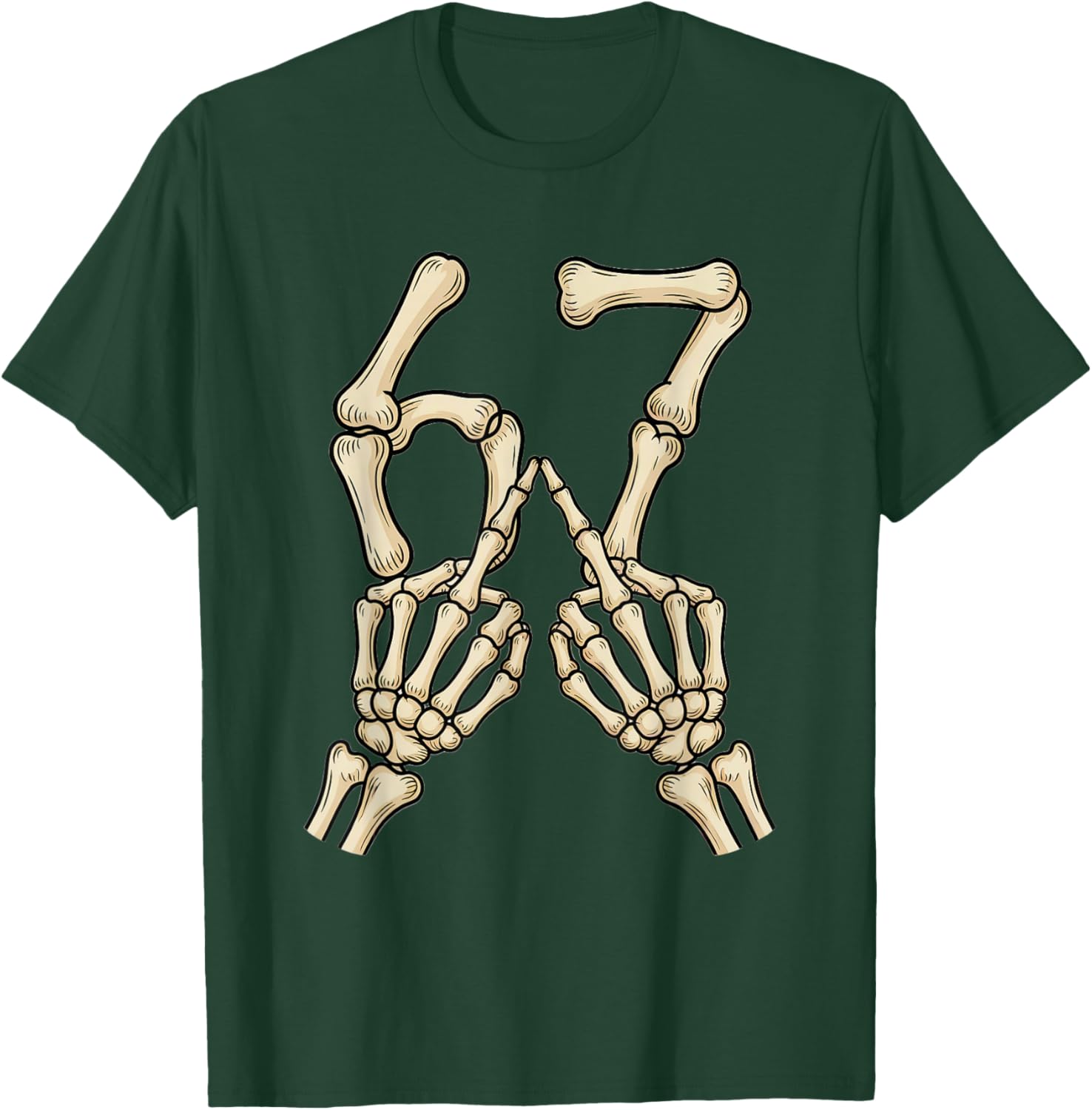 67 Meme Skeleton Hand 6 7 Halloween Six Seven Funny Teens T-Shirt - T-Shirt | Forest