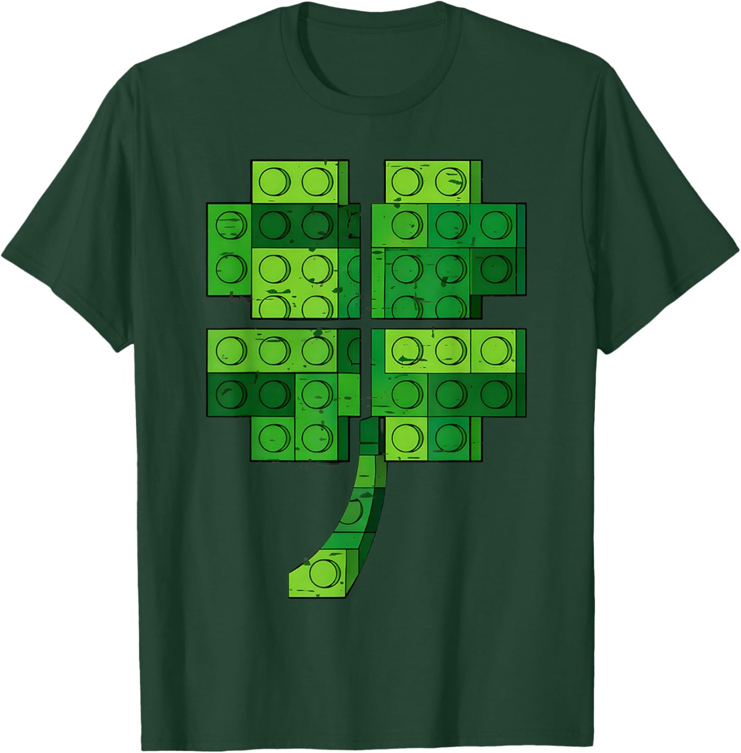 St Patricks Day Shamrock Building Blocks Bricks Boys Kids T-Shirt - T-Shirt | Forest