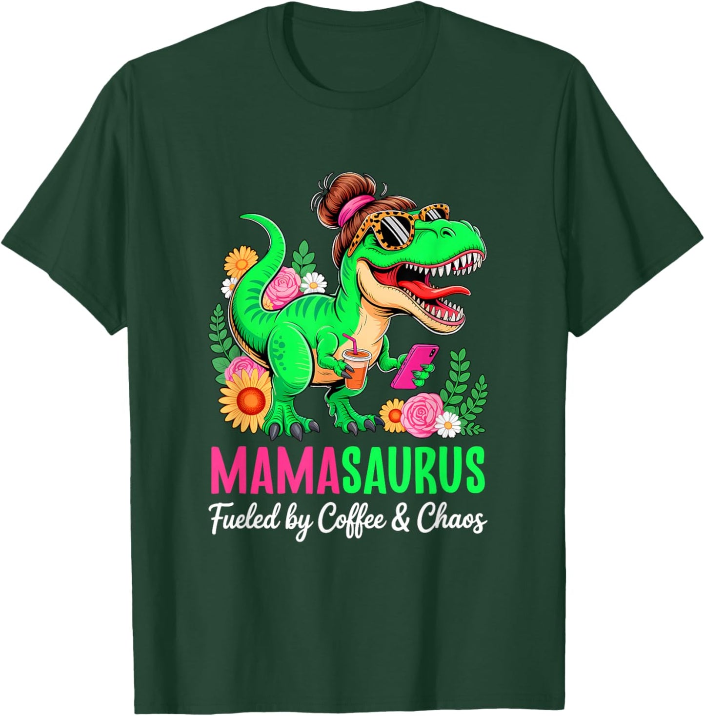 Funny Mom Dinosaur T-Rex Mothers Day Mommy Mamasaurus T-Shirt - T-Shirt | Forest