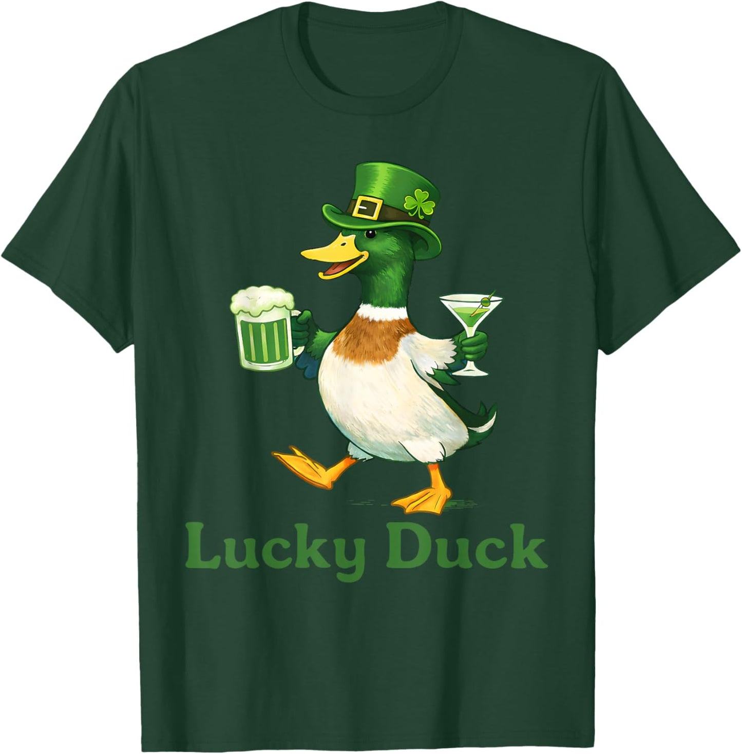 Funny Lucky Duck St Patricks Day Irish Shamrock Men Women T-Shirt - T-Shirt | Forest