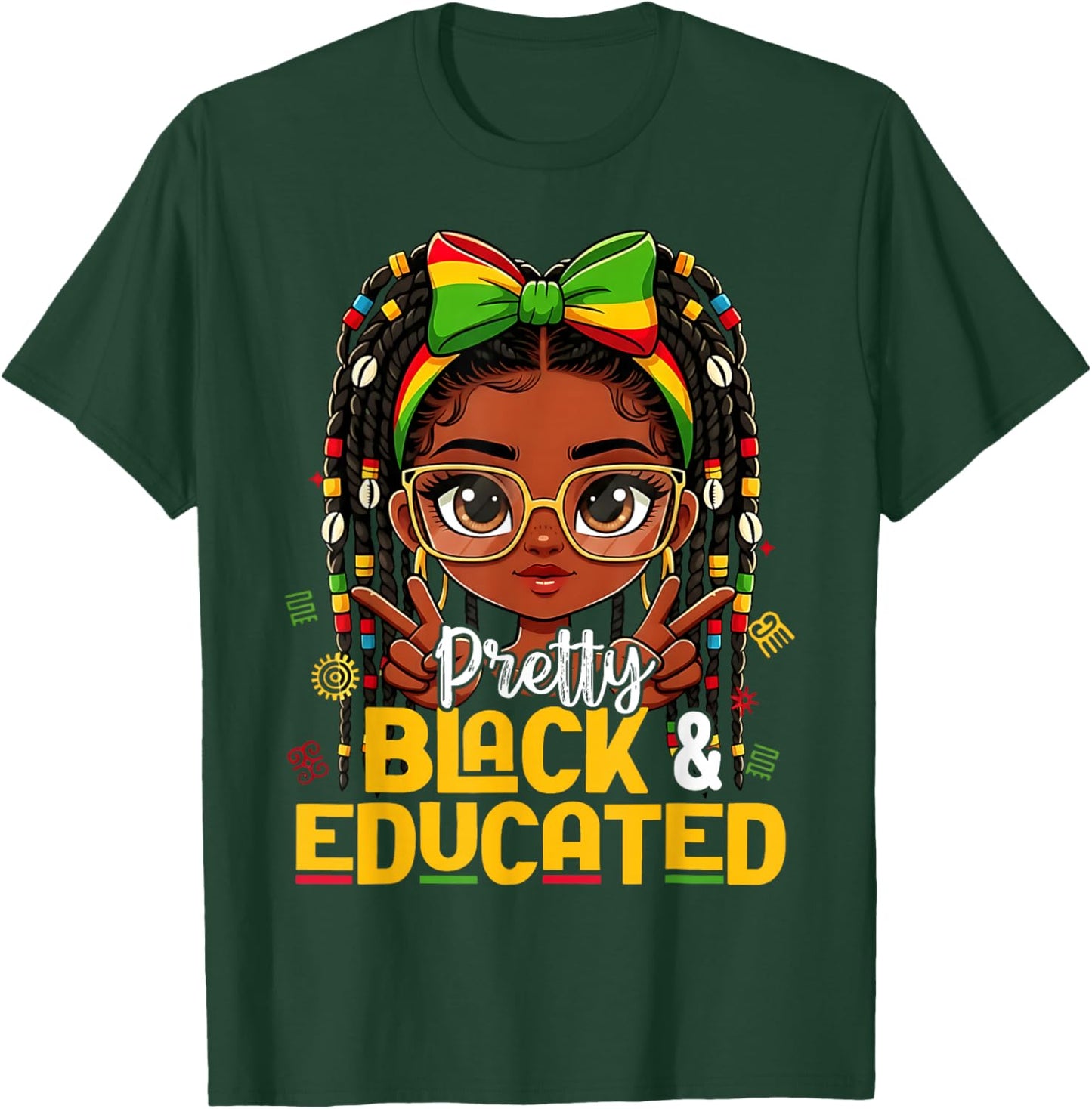 Pretty Black and Educated Black History African American T-Shirt - T-Shirt | Forest
