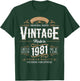 Vintage 1981 Label 45th Birthday Gift Men Women 45 Year Old T-Shirt - T-Shirt | Forest