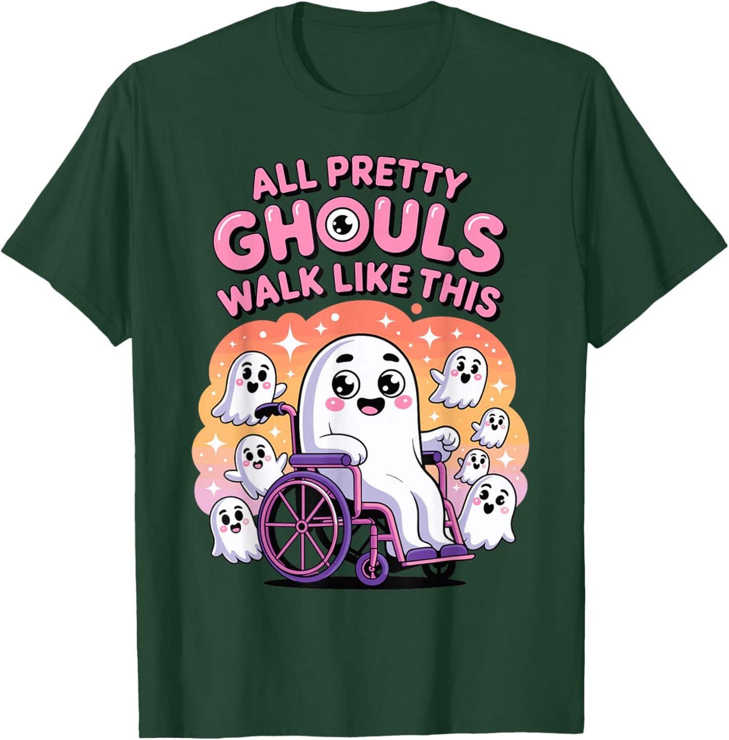 Halloween Wheelchair Costume Handicap Joke Ghouls Walk Like T-Shirt - T-Shirt | Forest
