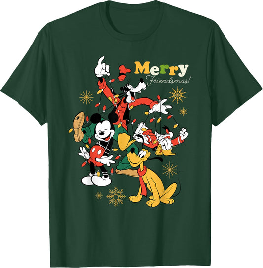 Disney Mickey & Friends Merry Friendsmas Christmas Holiday T-Shirt - T-Shirt | Forest