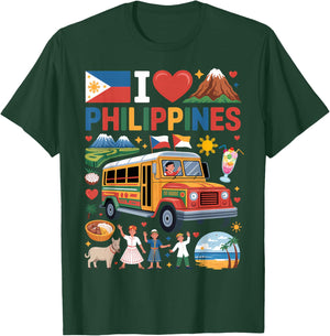 I Love Philippines Proud Filipino Roots T-Shirt - T-Shirt | Forest