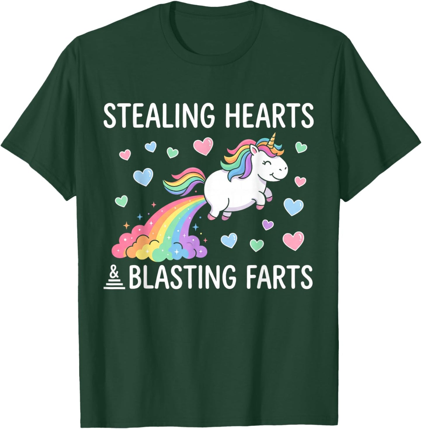Stealing Hearts Blasting Farts Funny Toddler Unicorn Rainbow T-Shirt - T-Shirt | Forest