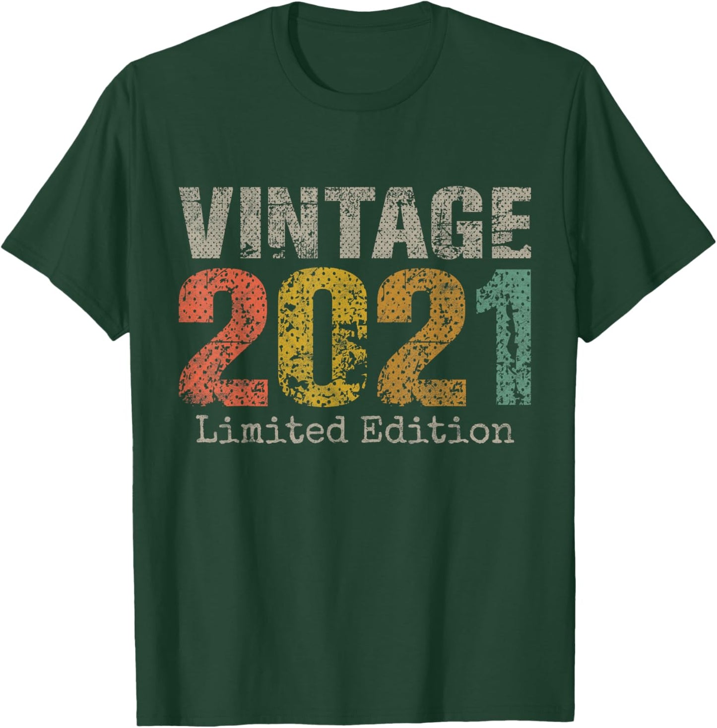 Vintage 2021 Text 5th Birthday Gift Boy Girl 5 Year Old T-Shirt - T-Shirt | Forest