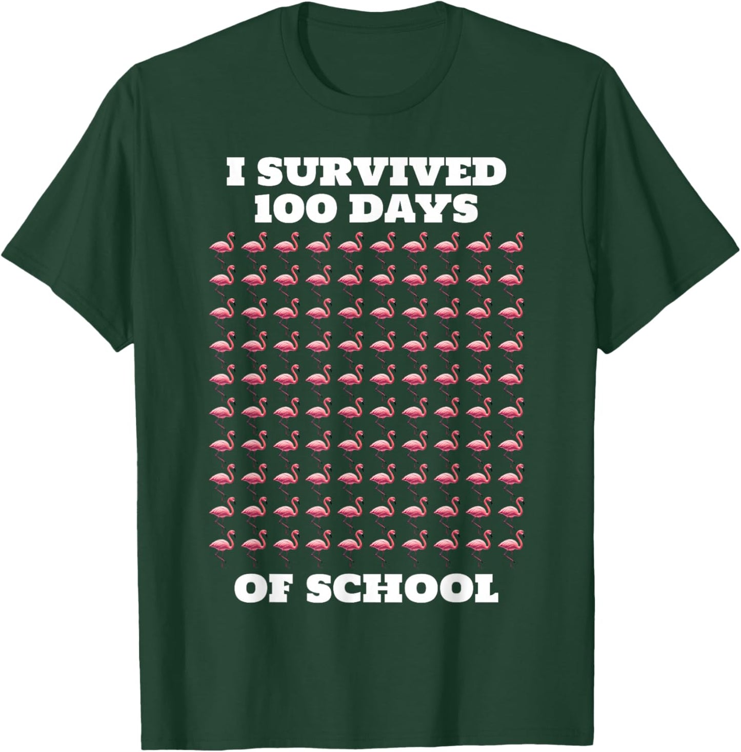 Funny Pink Flamingos 100 Days of School T-Shirt - T-Shirt | Forest
