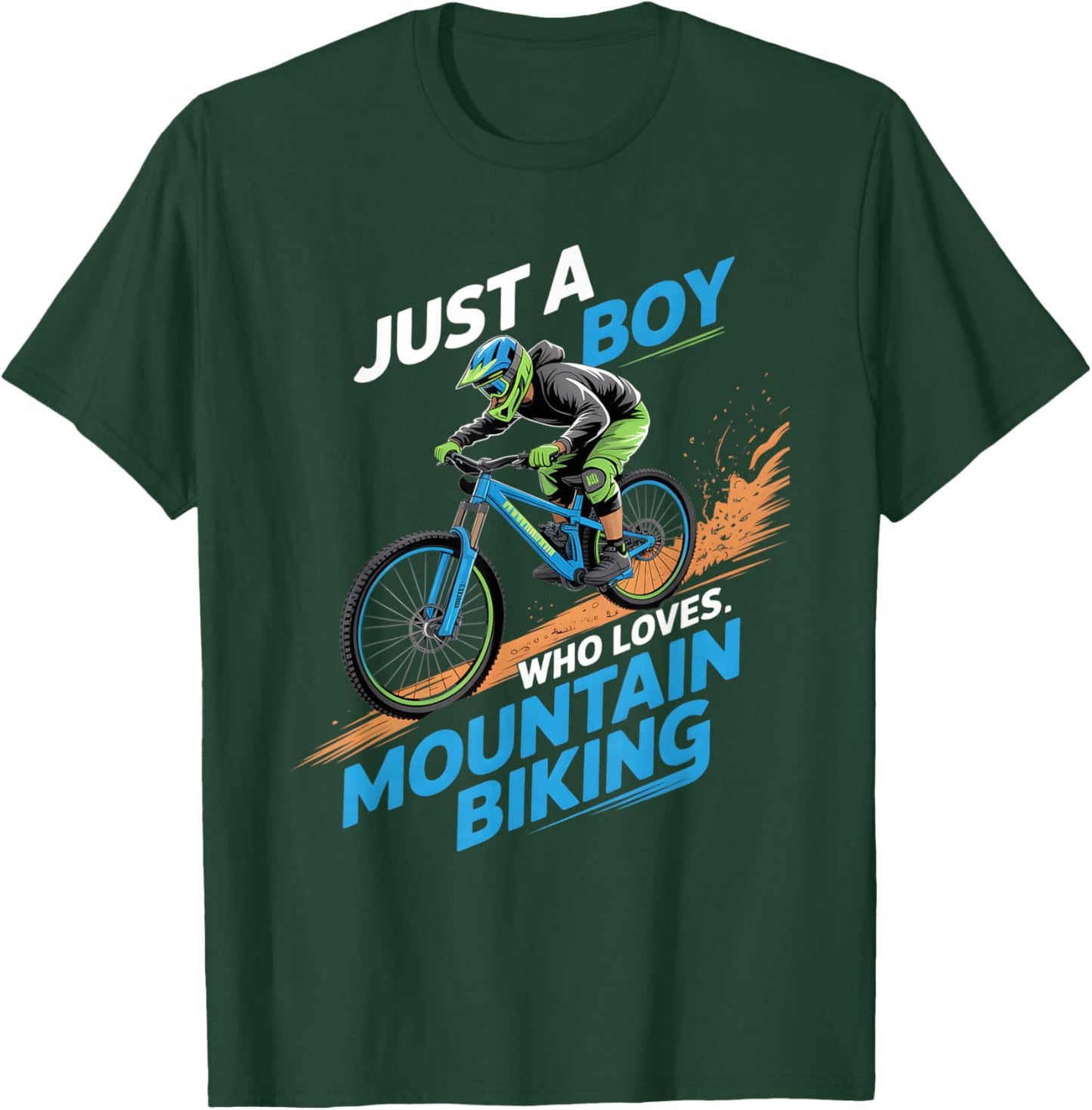 Boys Mountain Biking T-Shirt - T-Shirt | Forest