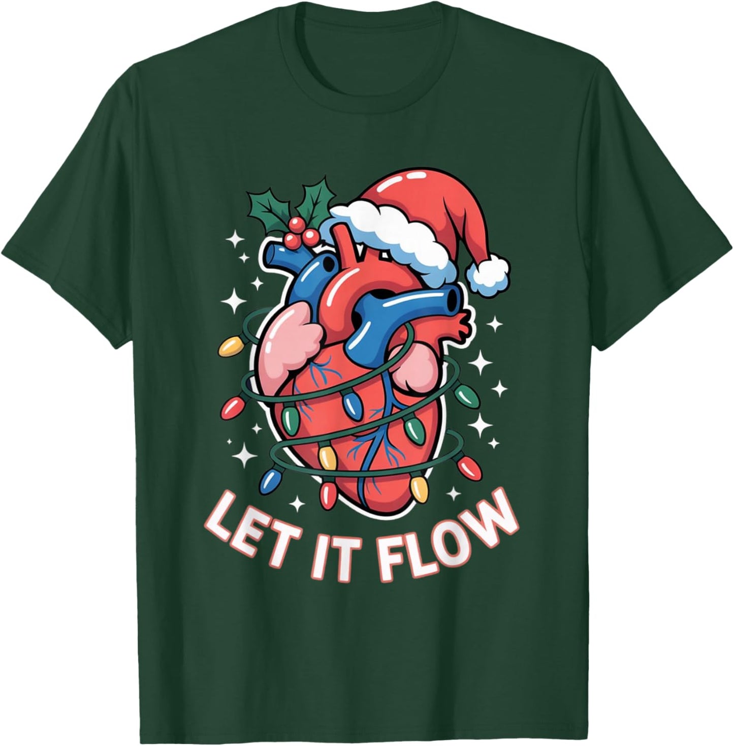 Let It Flow Funny Cardiology Christmas Design T-Shirt - T-Shirt | Forest