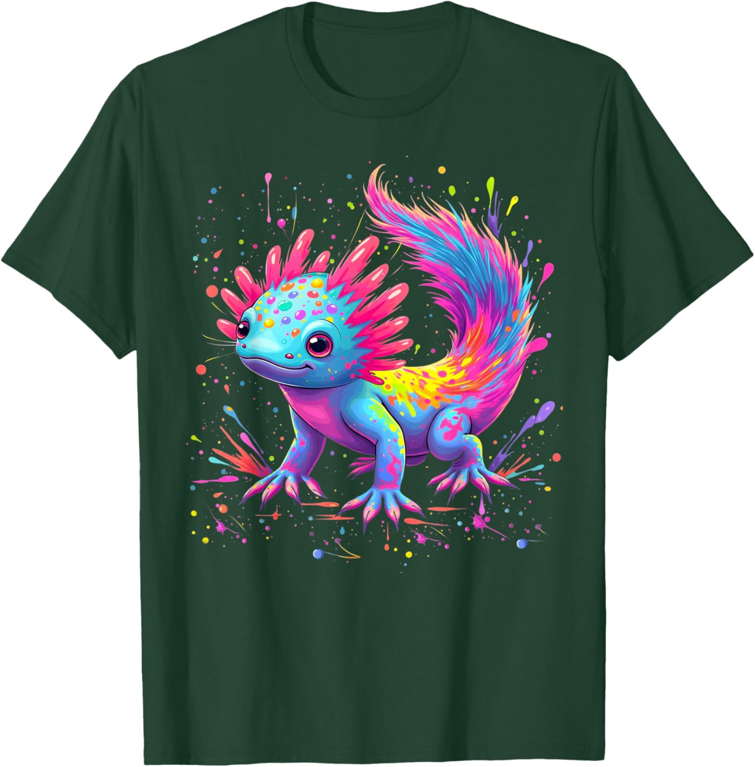 Beautiful Colorful Art Cute Kawaii Axolotl Lovers Animals T-Shirt - T-Shirt | Forest