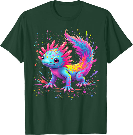 Beautiful Colorful Art Cute Kawaii Axolotl Lovers Animals T-Shirt - T-Shirt | Forest
