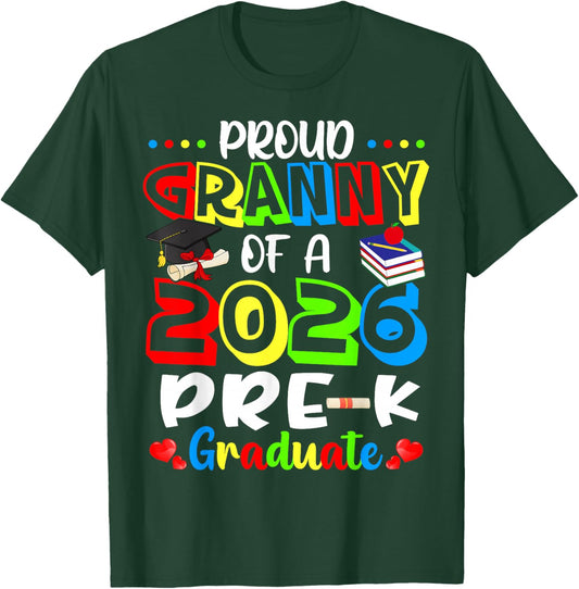 Proud Granny of 2026 Pre-K Graduate Mothers Day Graduation T-Shirt - T-Shirt | Forest