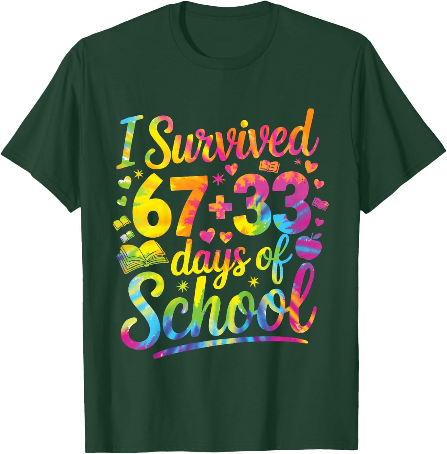 Kids 100th Day of School I Survived 67 Days of School Teacher T-Shirt - T-Shirt | Forest