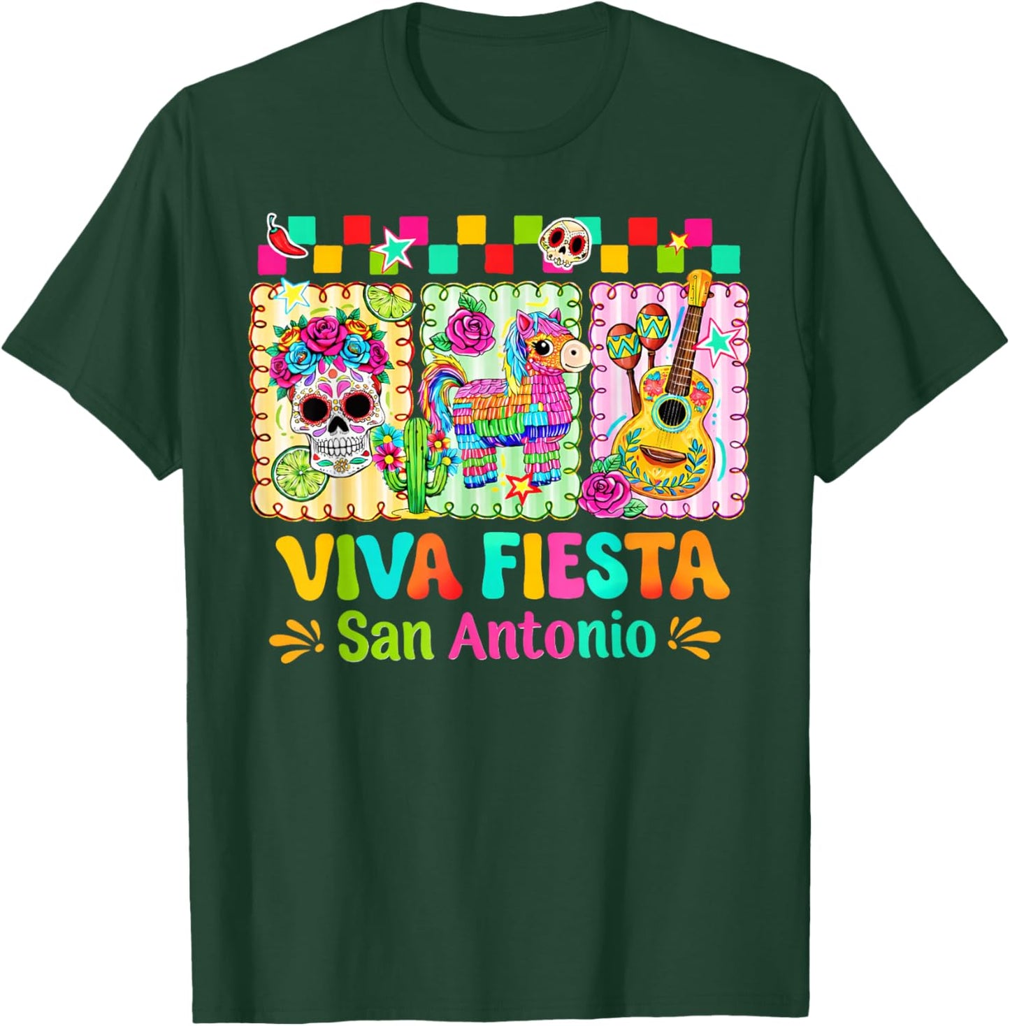 Preppy Viva Fiesta San Antonio Mexican Women Girl Kid T-Shirt - T-Shirt | Forest