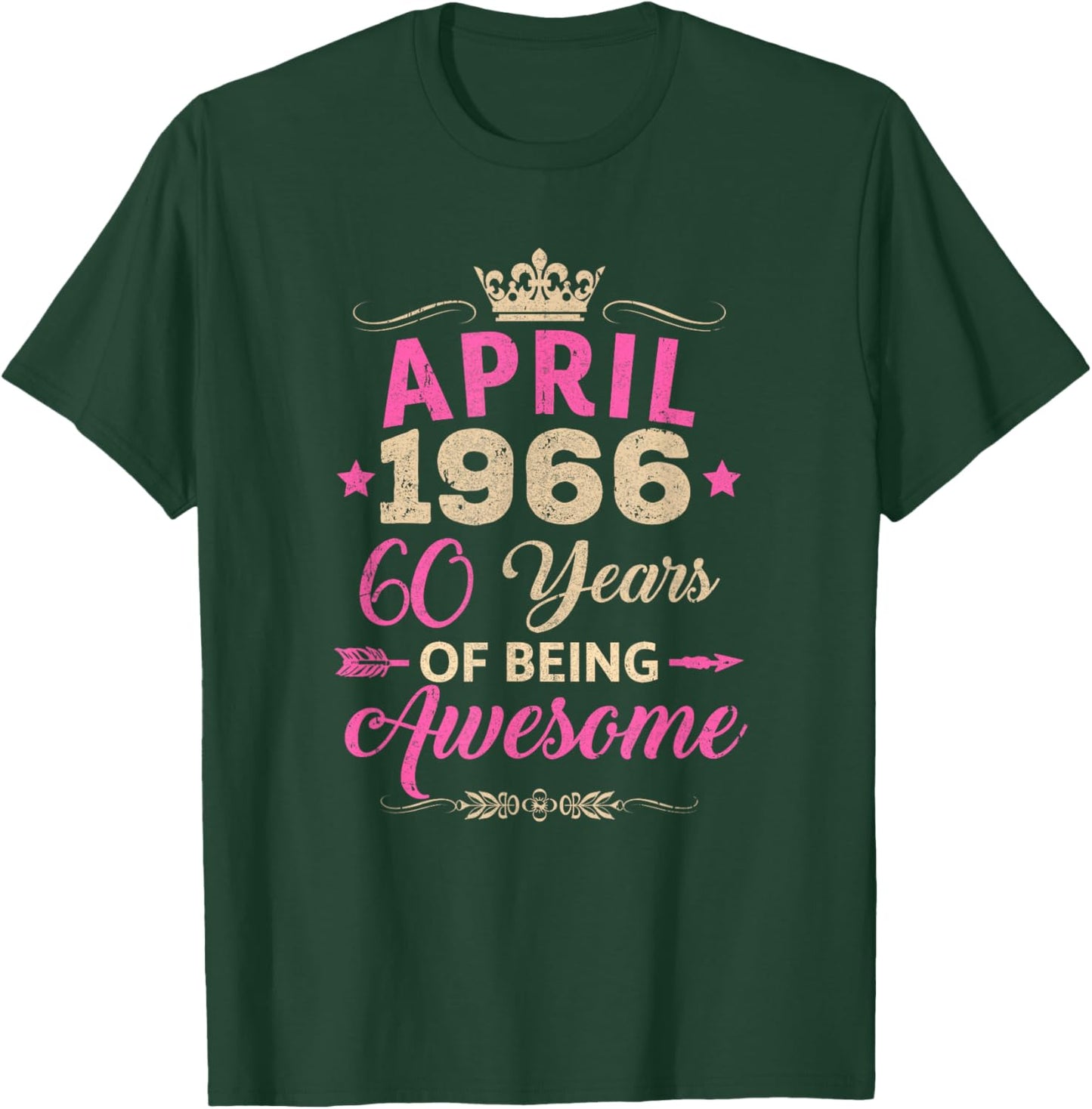 April 1966 60 Years of Being Awesome Retro 60Th Birthday T-Shirt - T-Shirt | Forest