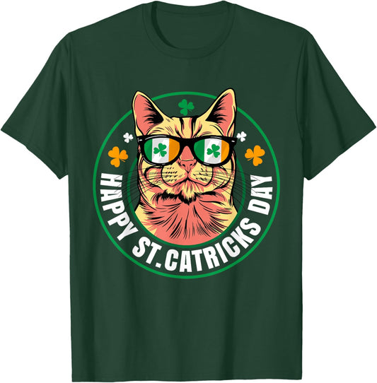 Funny St. Patricks Day Catricks Irish Cat Lover Women Girls T-Shirt - T-Shirt | Forest